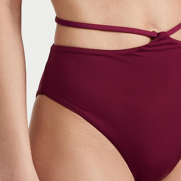 NWT Agua Bendita Women's Safire Leva Burgundy Bikini Bottoms Waist Strap Belt - Picture 2 of 8